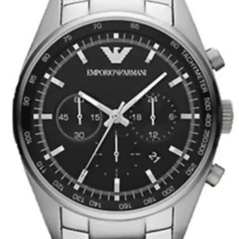Emporio Armani AR5980 Men's Sportivo Black Dial Silver Bracelet Quartz Chronograph Watch