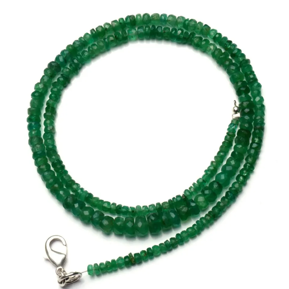 52.00 ct. Natural Emerald Rondelle Beads Necklace