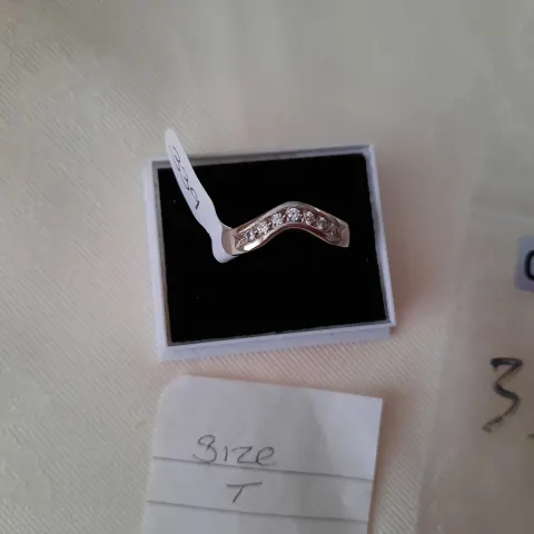 Rhodium plated set high quality CZ ring.  Size T. Code 339/0012