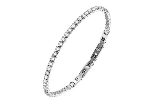 10 x Stainless Steel Diamond-Cut Cubic Zirconia Bracelet RRP £224.20 Lb46 sku-3820