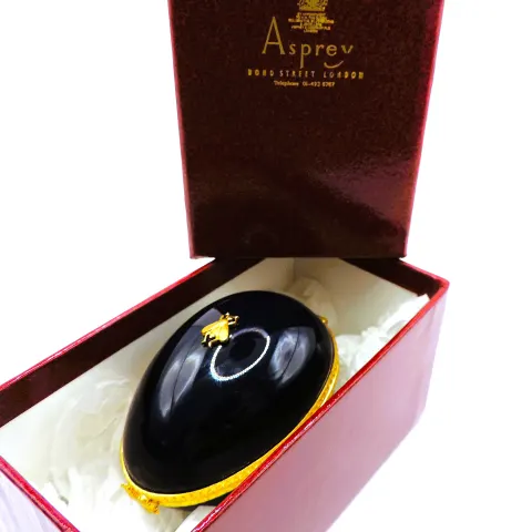 Vintage Limoges France Dubarry Blue Porcelain Egg In Asprey Gift Box