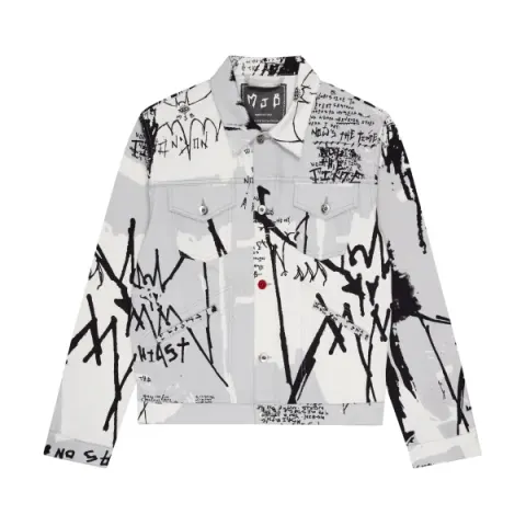 MJB Marc Jaques Burton Graffiti Art Pax Denim Jacket, Online Price £570, Size XXL (54).