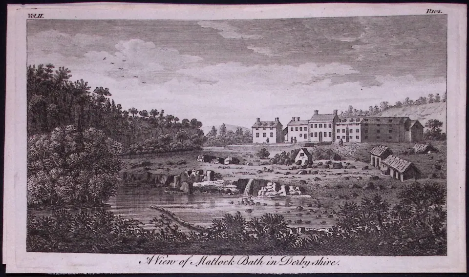 Matlock Bath Derbyshire Rare 1776 Georgian Copper Plate Antique Engraving -34
