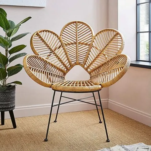 (135/7E) RRP £249. Flores Rattan Chair Natural. Dimensions: (H118x W97x D72cm). (No Fixings In Lot)