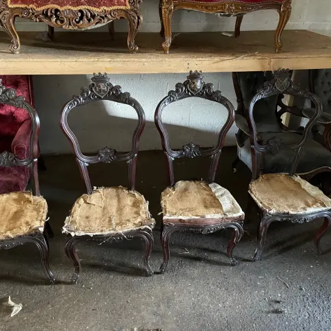 Set of 4 Antique Crested Chairs