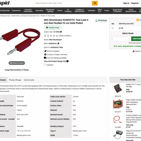 Banana Stack Lead Red 778-084P50 RRP £125