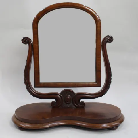 Victorian Mahogany Harp Shaped Toilet Mirror c.1850