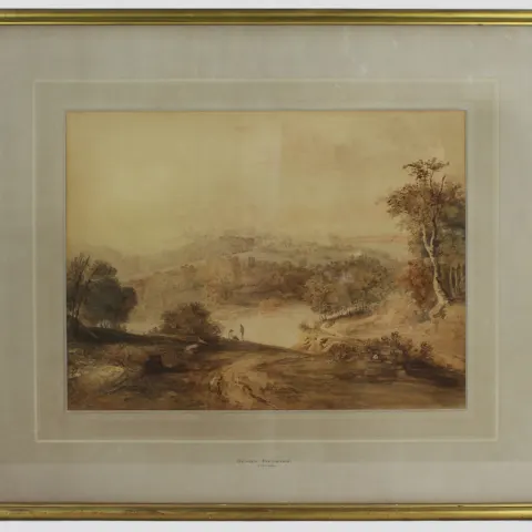 Sepia Landscape Watercolour by Henry Fielding (1781–1851)