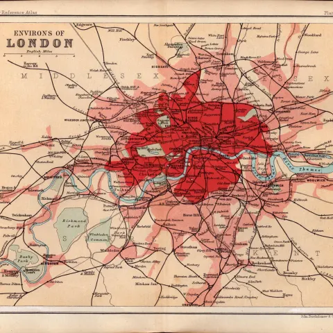 London and Its Environs Double Sided 126 Years-old Antique 1896 Map.