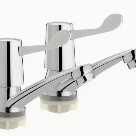 Chrome Plated Copper 2pcs Body Lever Basin Sink Taps L16a