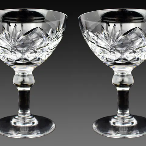 Set of 6 Vintage Mid Century English Cut Crystal Champagne Saucers
