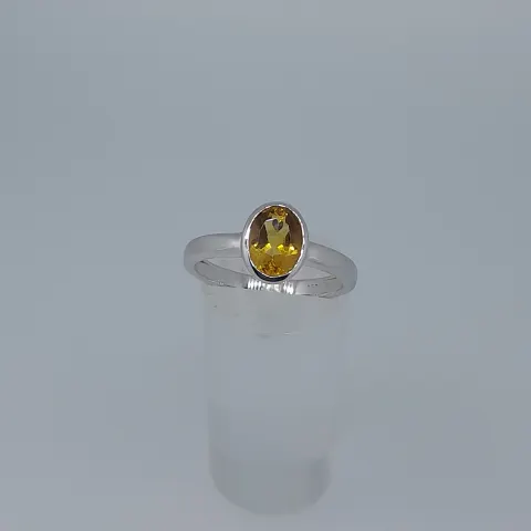 925 Silver Ring Set With Oval Cut AAA Citrine