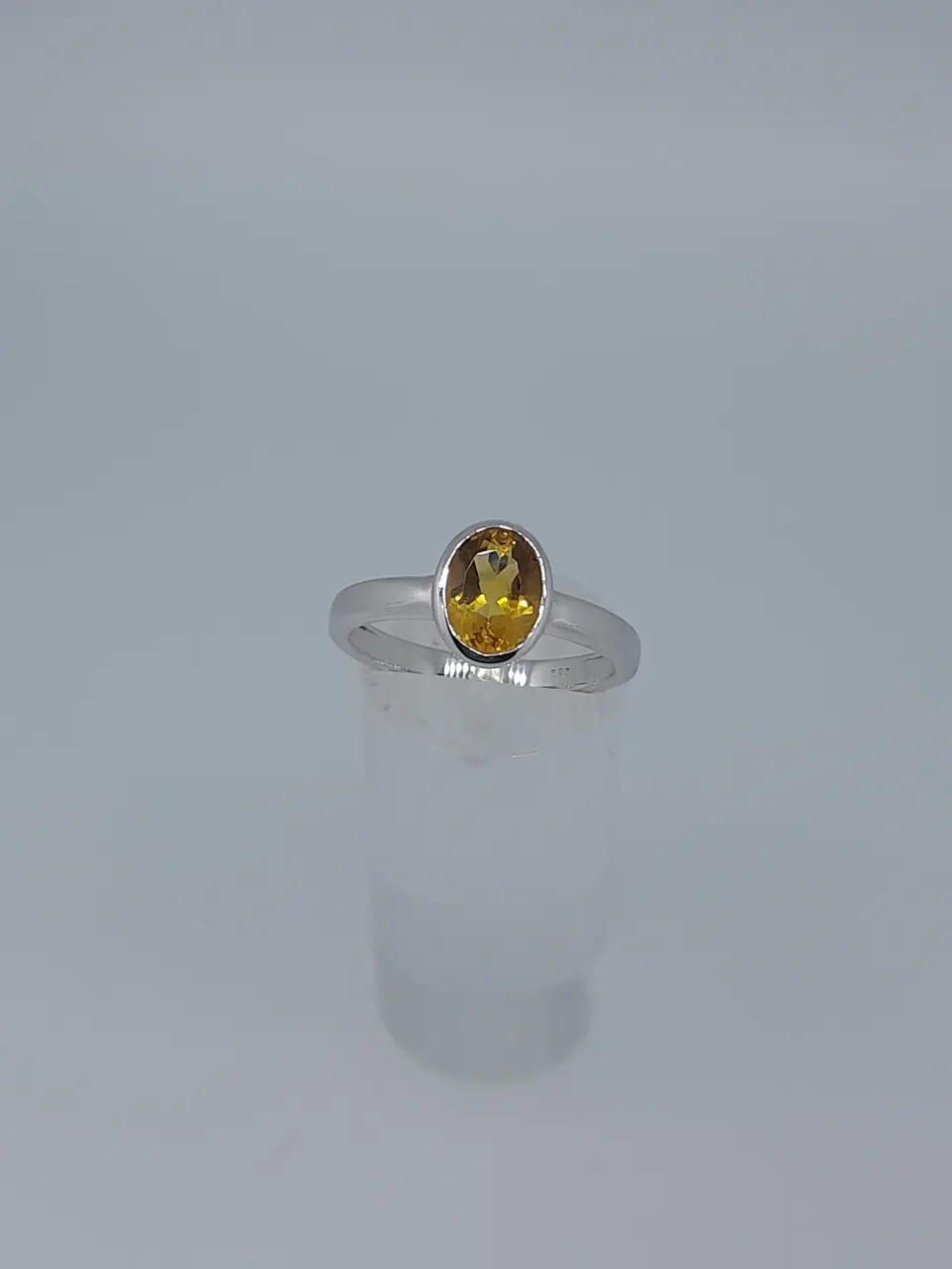 925 Silver Ring Set With Oval Cut AAA Citrine