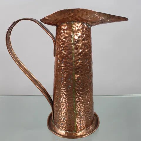 Large Arts & Crafts Hammered Copper Jug