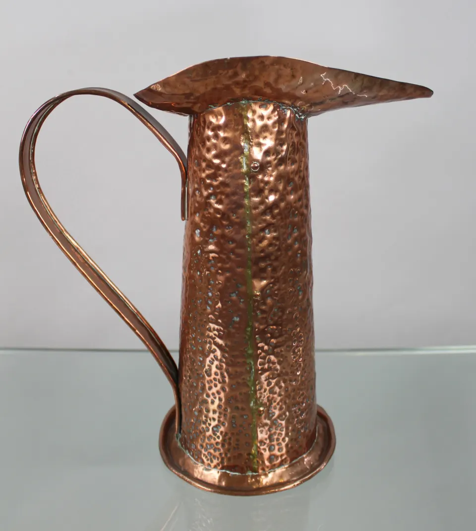 Large Arts & Crafts Hammered Copper Jug