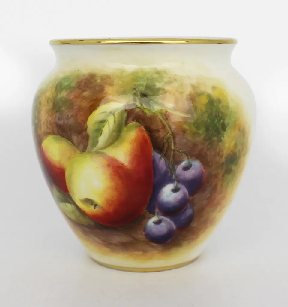 Mid 20th c. Royal Worcester Hand Painted Fruit Vase