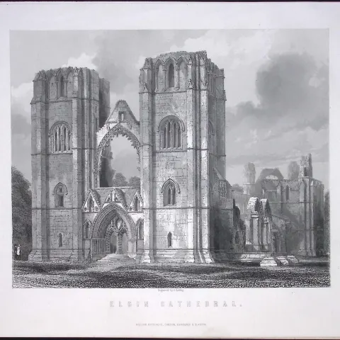 Elgin Cathedral Moray Scotland Victorian Antique 152 Years-Old Engraving-11