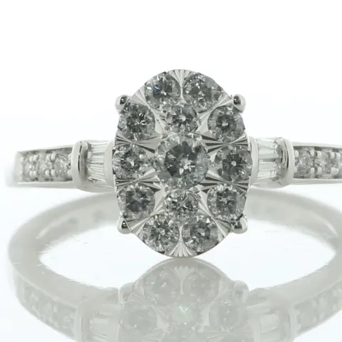 14ct White Gold Oval Cluster Diamond Ring 0.65 Carats