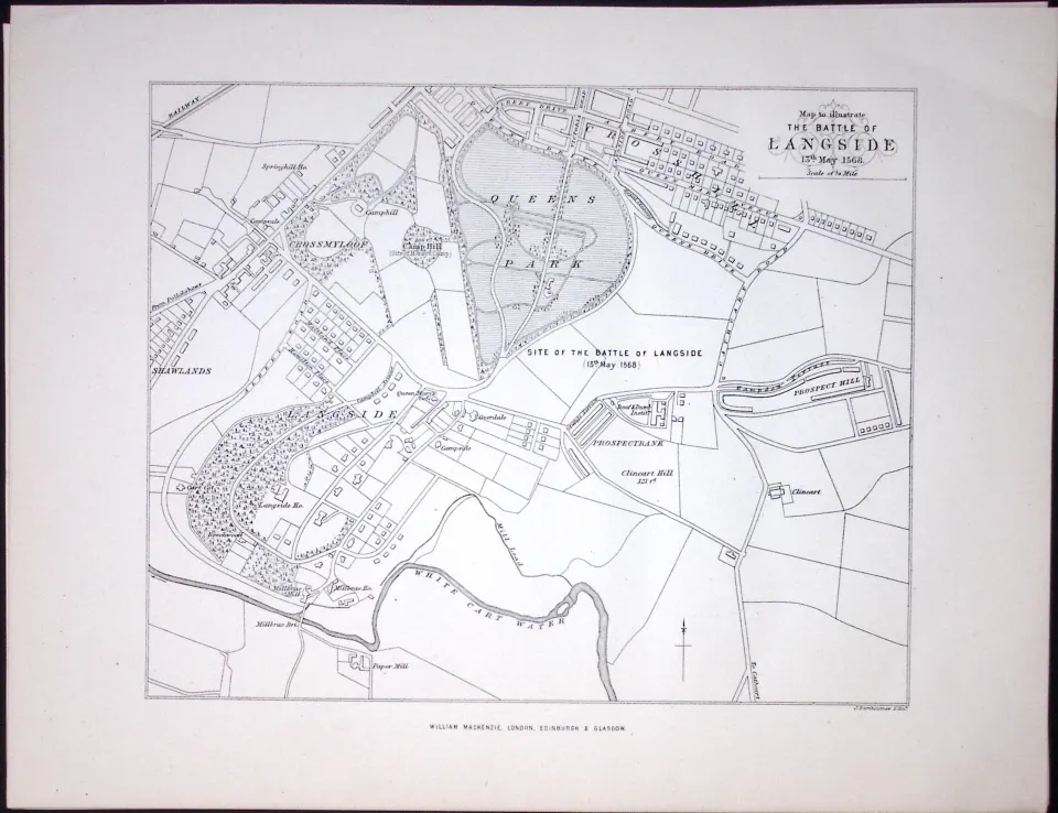The Battlefield of Langside Scotland Antique 152 Years-Old Detailed Print-5