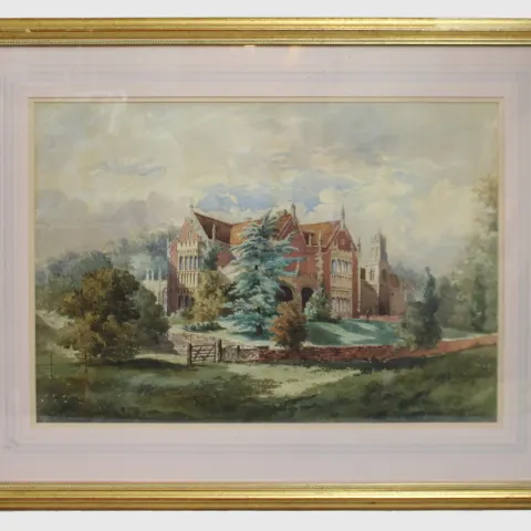 Early 20th c. Watercolour of English Stately Home