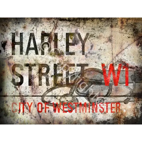 Harley Street The Home Of Physicians Iconic London Street Sign Metal Wall Art