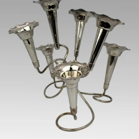 Mid-20th Century Silver-Plated Seven-Trumpet Epergne Centrepiece