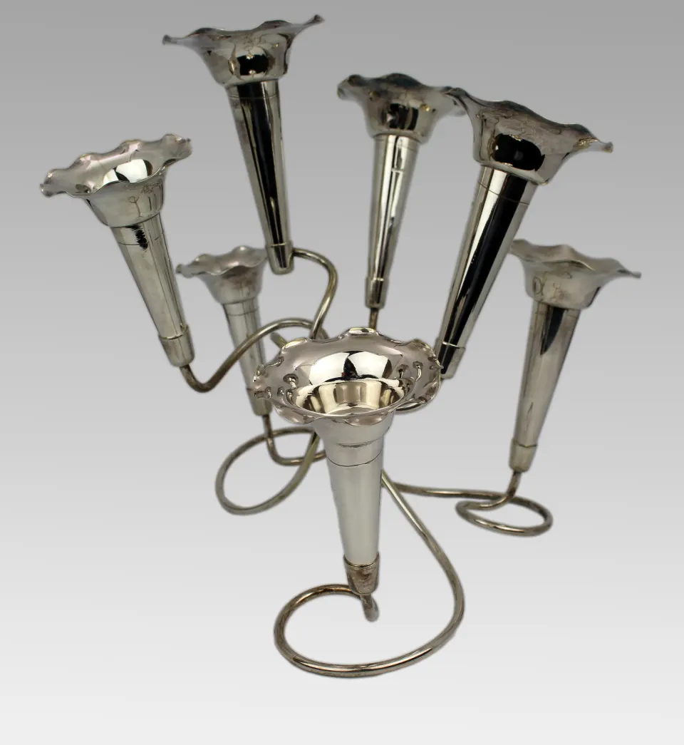 Mid-20th Century Silver-Plated Seven-Trumpet Epergne Centrepiece
