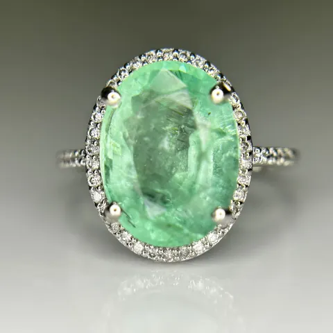 Beautiful 4.24CT Untreated Natural Columbian Emerald Ring, Diamonds & 18k Gold