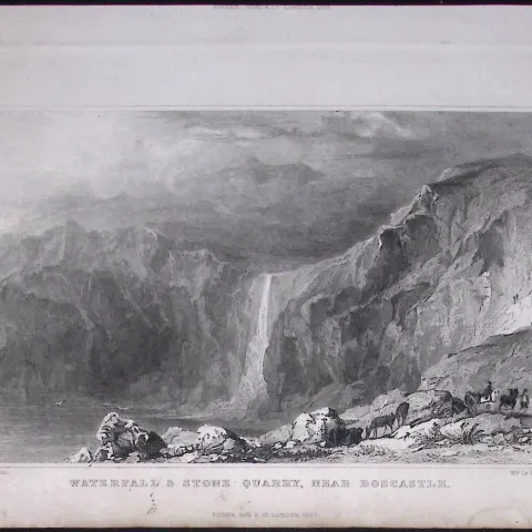 Cornwall Boscastle Waterfall & Stone Quarry Antique 193 Years-Old Steel-Engraving-16