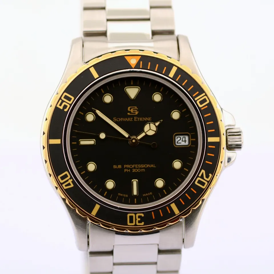 Schwarz Etienne/Sub Professional - Date - Gentlemen's Steel Wristwatch
