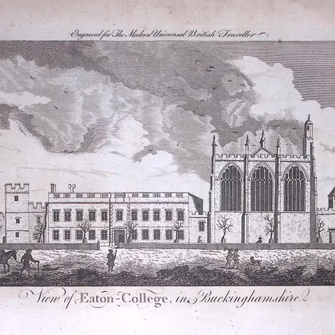 View of Eton College Rare Large 247-Year-Old Antique Copperplate Engraving-55-TR