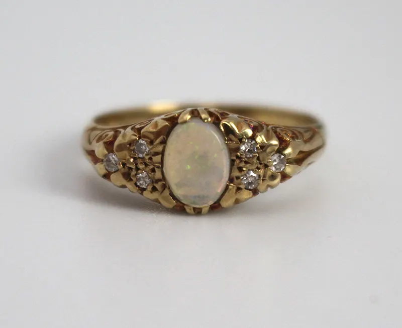Opal & Diamond 9ct Gold Ring