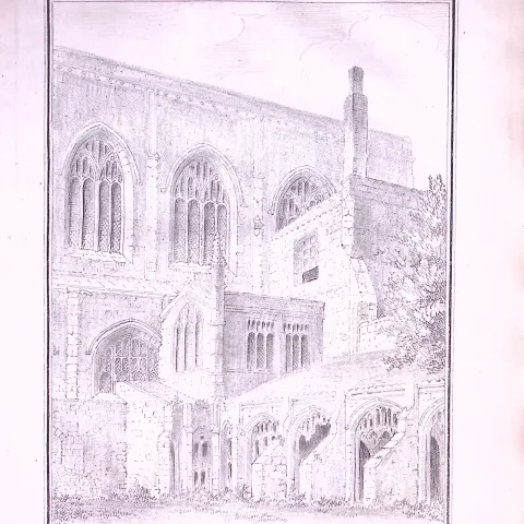 Chester Cathedral Cloisters Antique 216-Year-Old Copperplate Print -4-TR.