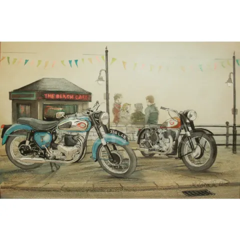 BSA M20 and A10  Iconic Motorbike Large Metal Wall Art
