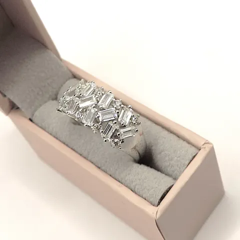 Sterling Silver Baguette Gemstone Ring New With Gift Box