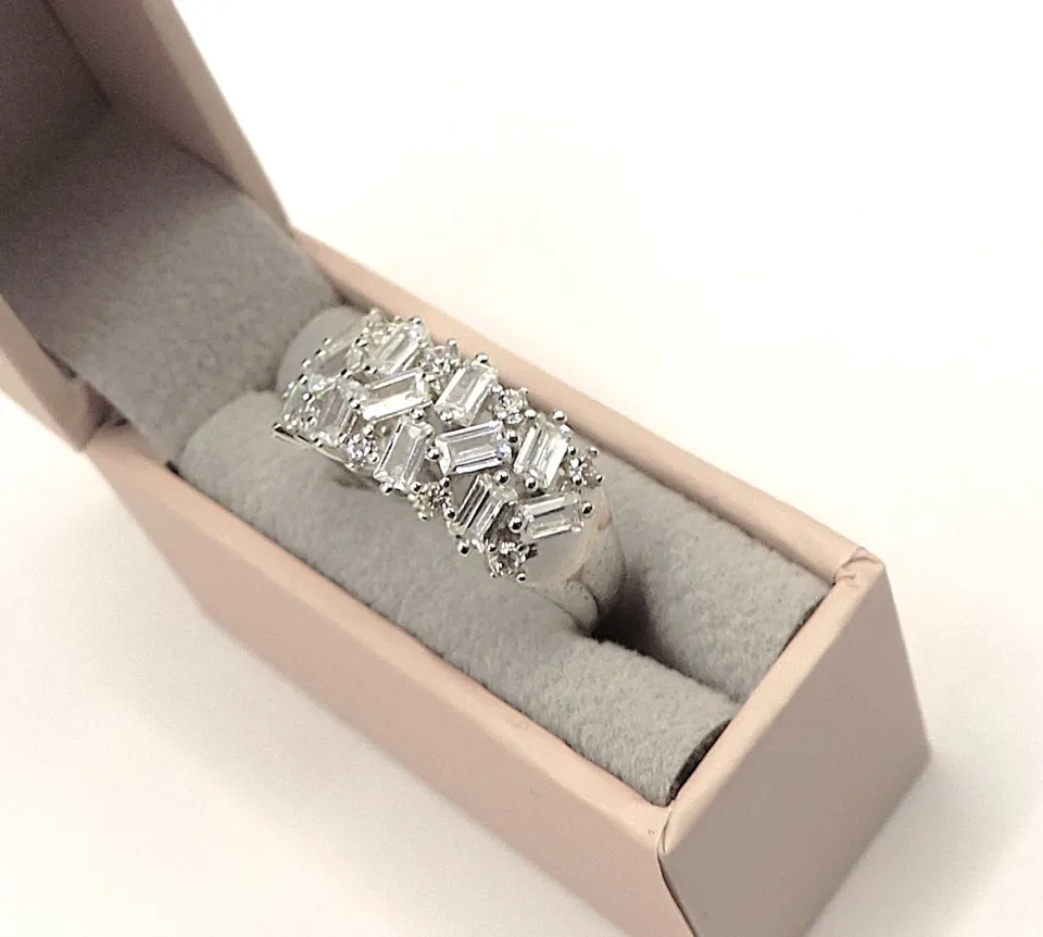Sterling Silver Baguette Gemstone Ring New With Gift Box