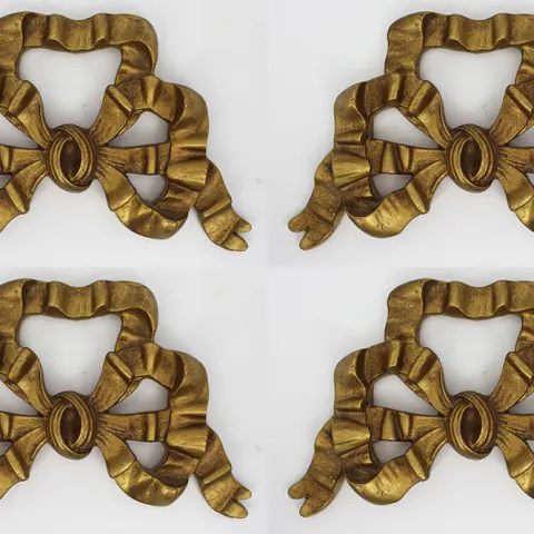 Set of 4 Vintage Gilt Bow Ribbon Wall Decoration Hanging