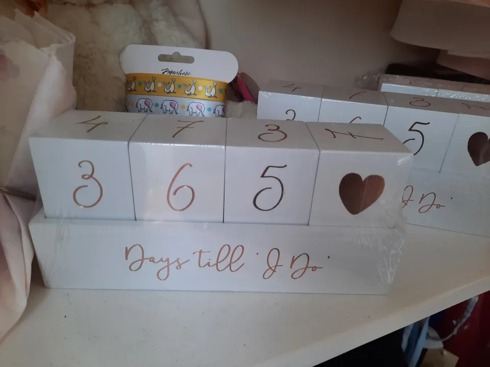 Wedding Countdown Blocks.  White Box of 8