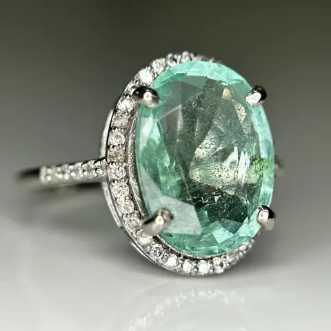 Beautiful 4.15CT Untreated Natural Columbian Emerald Ring, Diamonds & 18k Gold