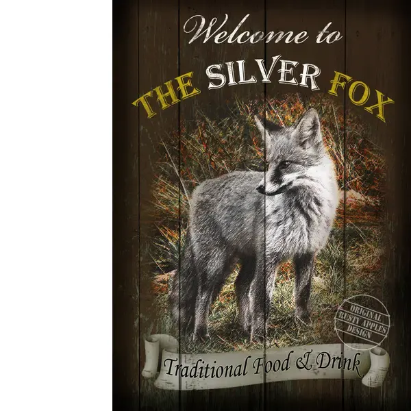The Silver Fox English Traditional Pub Sign Metal Wall Art