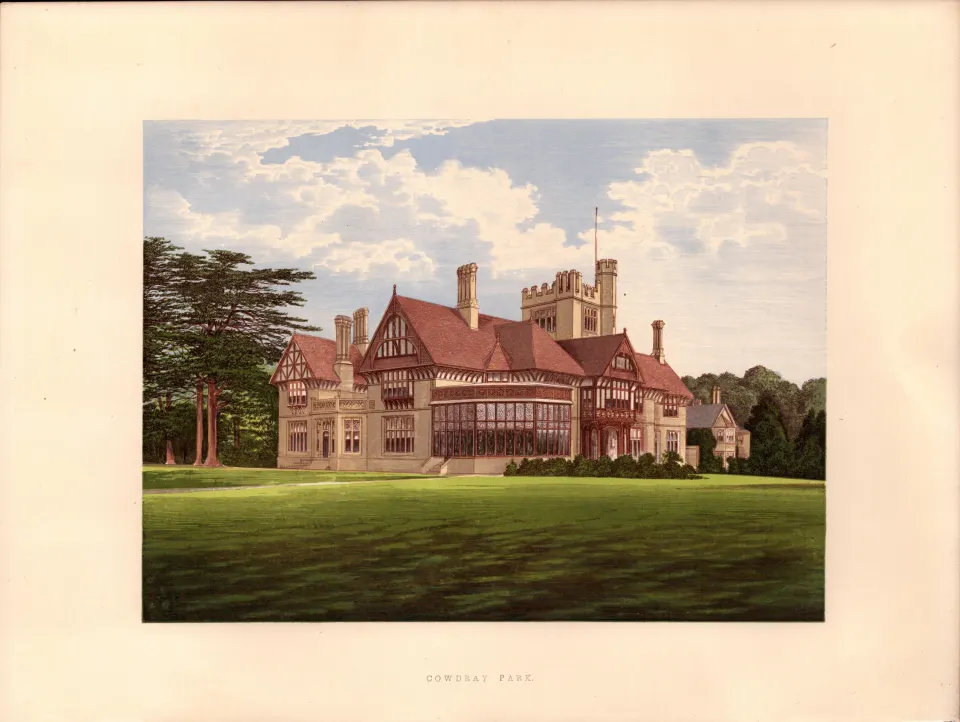 Cowdray Park Midhurst Sussex Gilt-Edge Coloured Antique Book Plate.