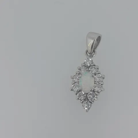 Silver Pendant Set With Synthetic Opal and CZ Stones