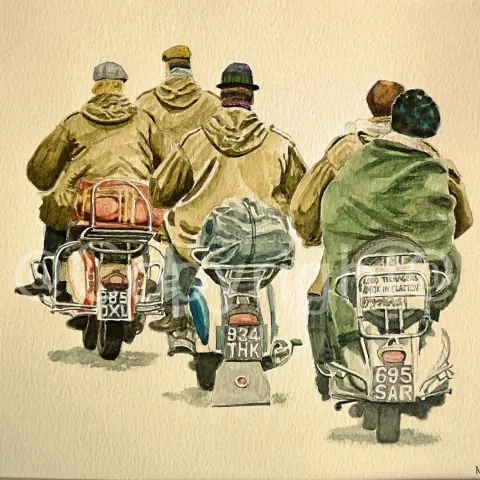Mods In Clacton Vespa's & Lambretta's Nostalgic 1960's Metal Wall Art