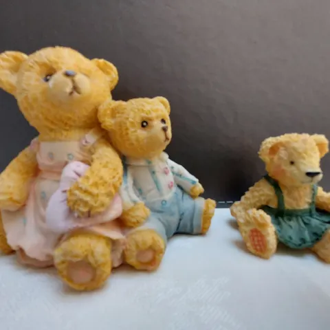 2 x ornaments.  Bear in green skirt, pink and blue dressed bears