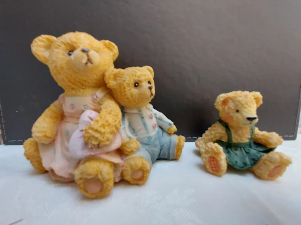 2 x ornaments.  Bear in green skirt, pink and blue dressed bears