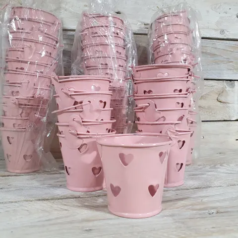 Pack of 48 Baby Blue Decorative Pales with heart cut-out decoration. Approx 52mm high.  Rrp £144