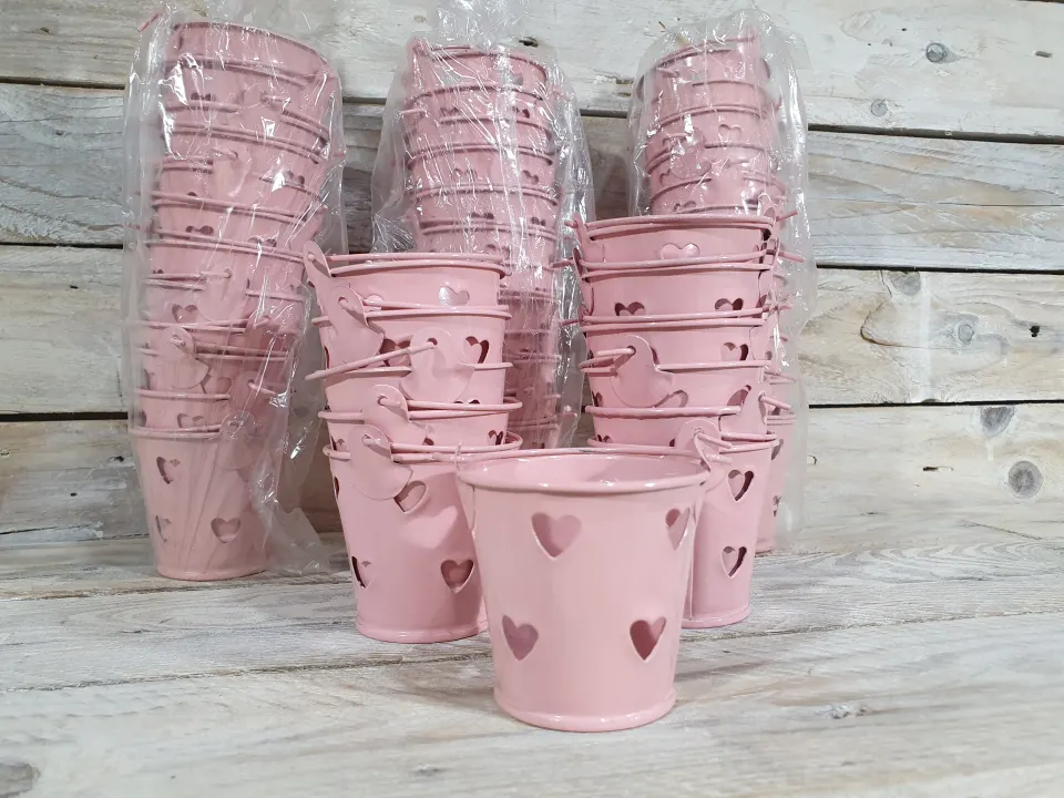 Pack of 48 Baby Blue Decorative Pales with heart cut-out decoration. Approx 52mm high.  Rrp £144