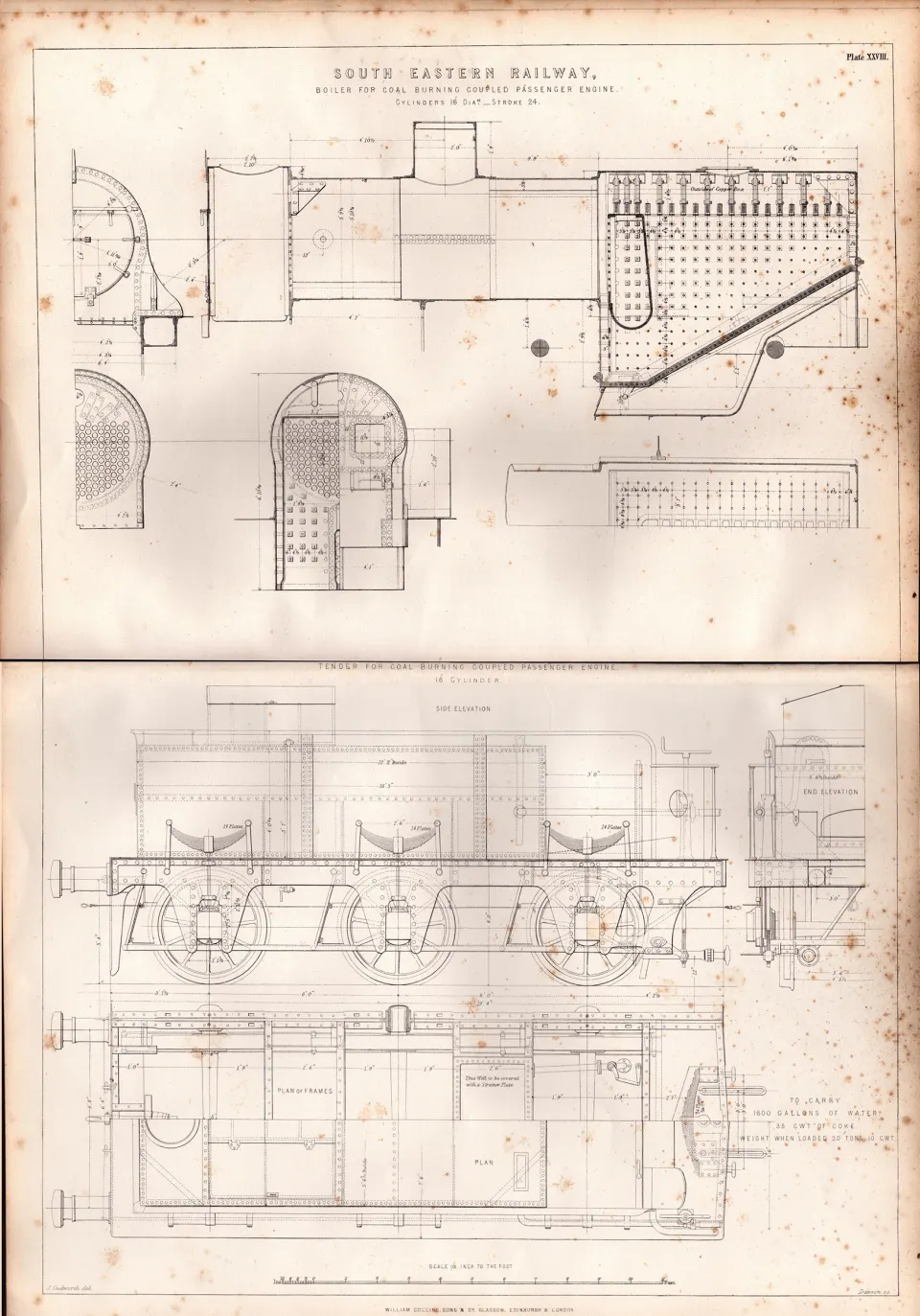 Boiler Coal Burner Soutth Eastern Railway Antique Diagram-31.