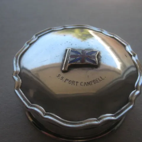 Vintage Silver Plated S.S. Port Campbell Engraved Souvenir Pill Box