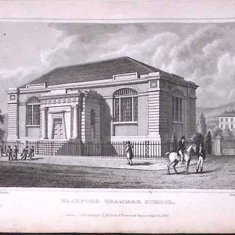 Bradford Grammar School Yorkshire 198 Years-Old Thomas Allen Antique Steel Engraving-39